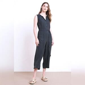 Velvet by Graham & Spencer Jumpsuit Blue Size S Boho Linen Blend Relaxed Fit